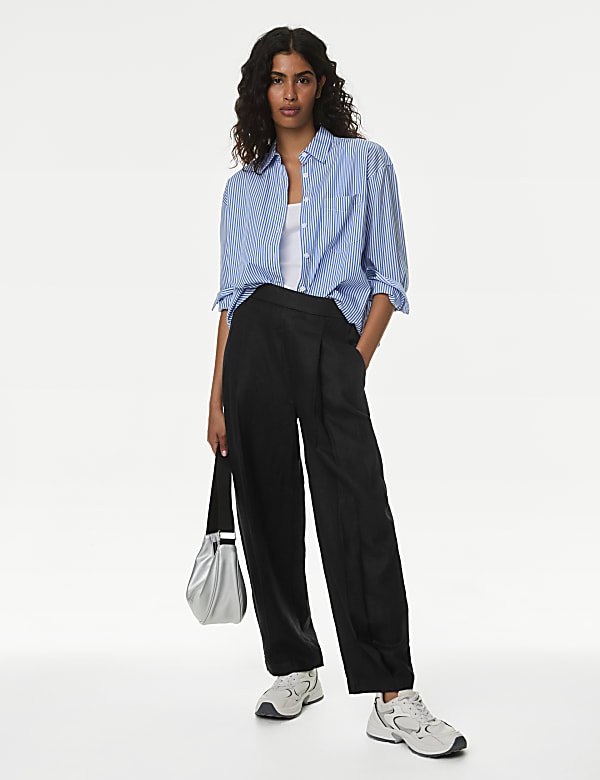 M&s black linen trousers hot sale