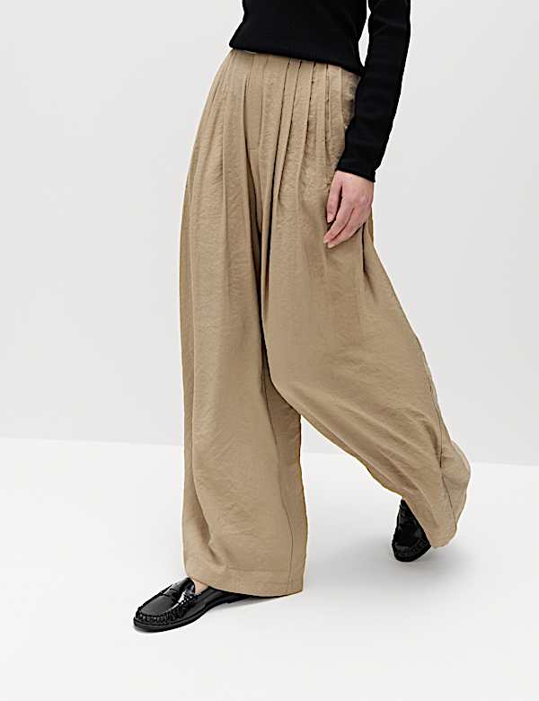 Pleat Front Palazzo Trousers - IS