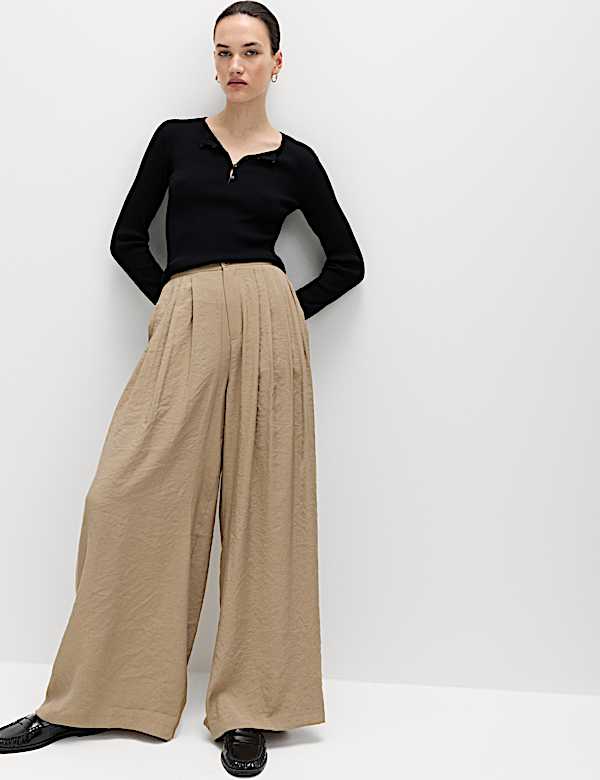 Pleat Front Palazzo Trousers - IS