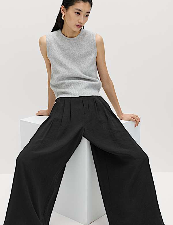 Pleat Front Palazzo Trousers