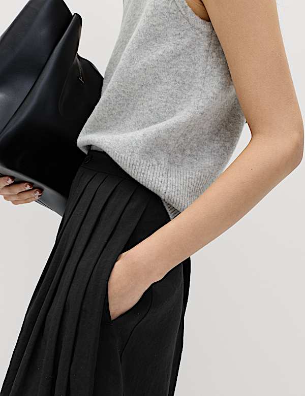 Pleat Front Palazzo Trousers