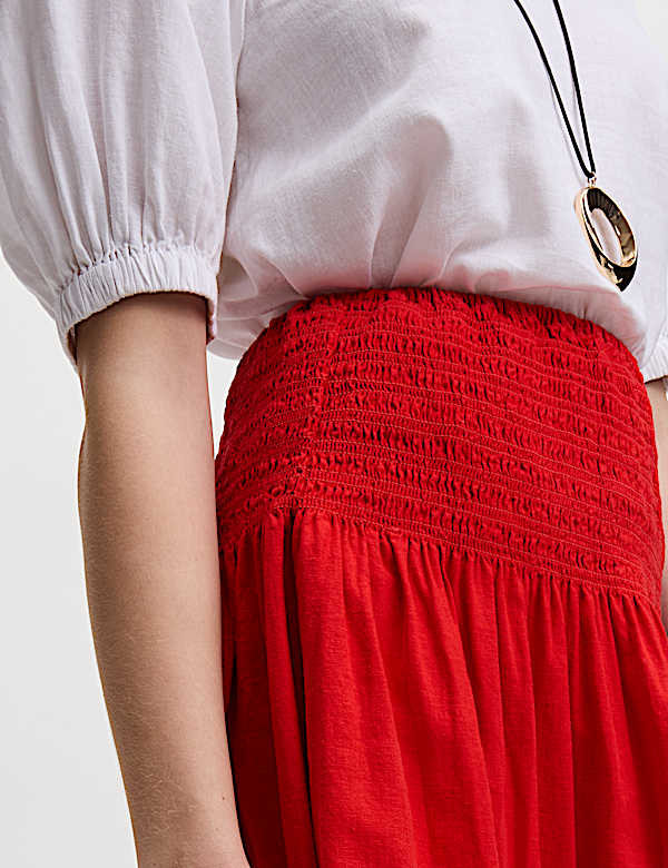 Linen Rich Maxi A-Line Skirt - CY