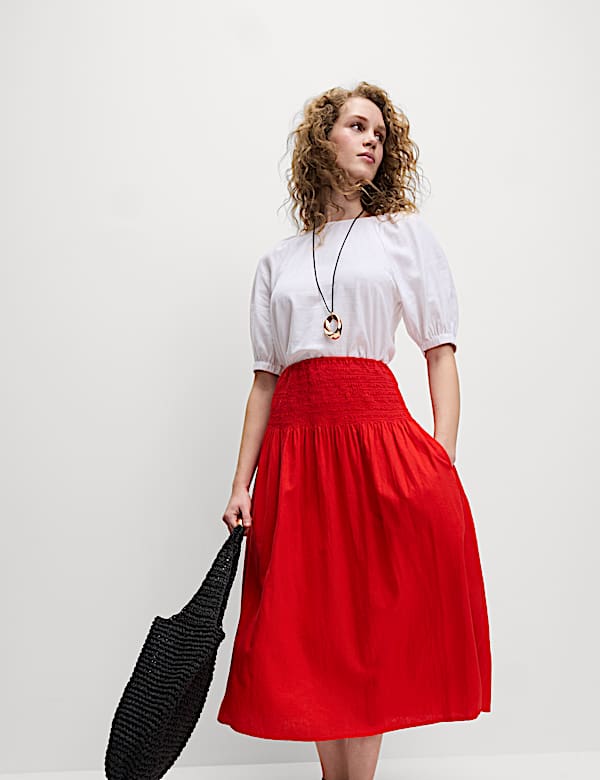 Linen Rich Maxi A-Line Skirt - CY