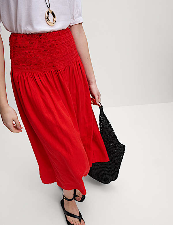 Linen Rich Maxi A-Line Skirt - CY