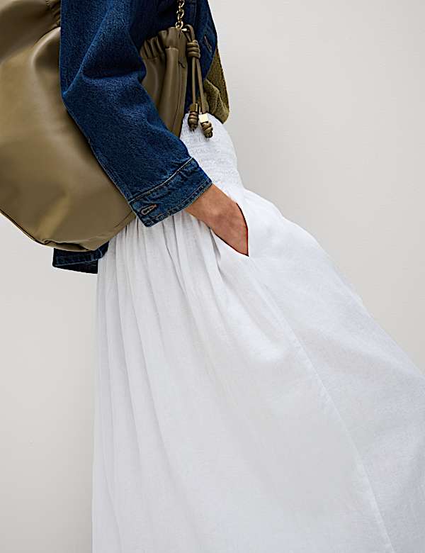 Linen Rich Maxi A-Line Skirt - SI