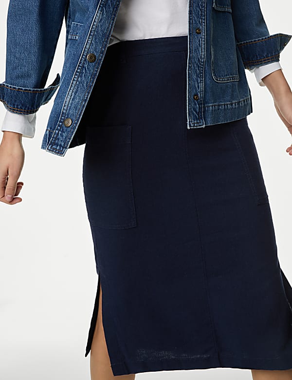 Buy Linen Rich Midi Utility Skirt at Marks Spencer