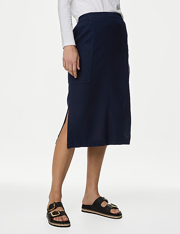Linen Rich Midi Utility Skirt