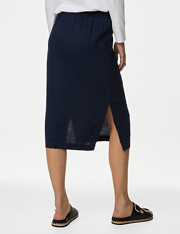 Buy Linen Rich Midi Utility Skirt at Marks Spencer