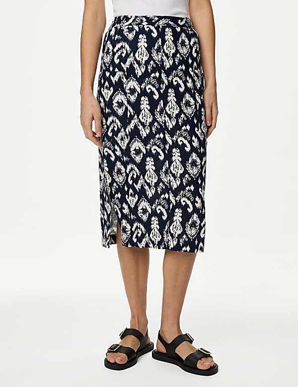 Linen Rich Midi Utility Skirt