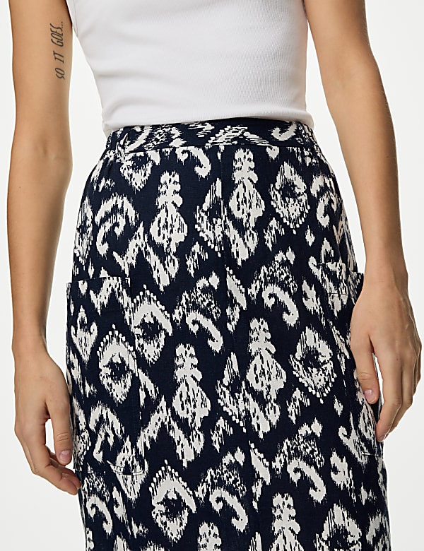 Linen Rich Midi Utility Skirt