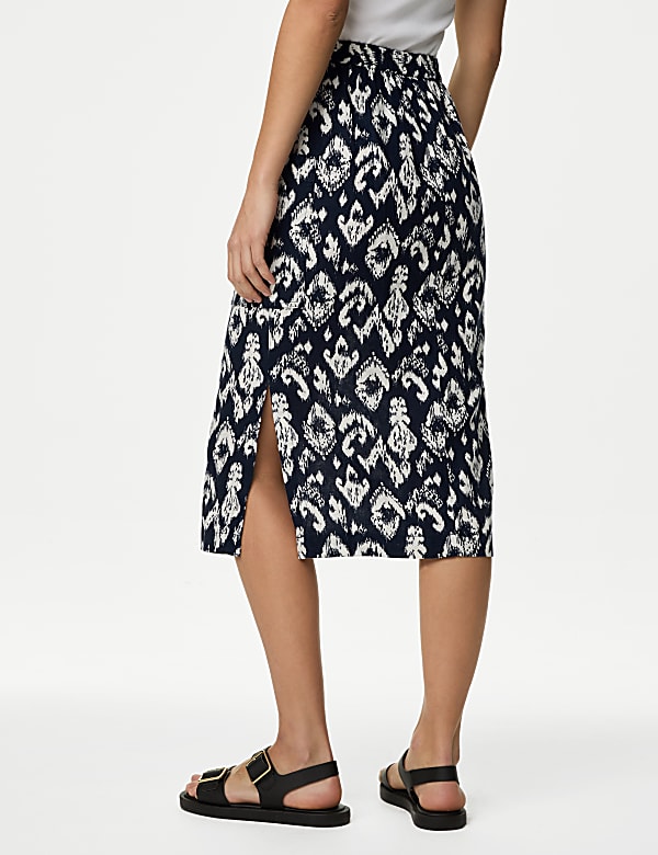 Linen Rich Midi Utility Skirt