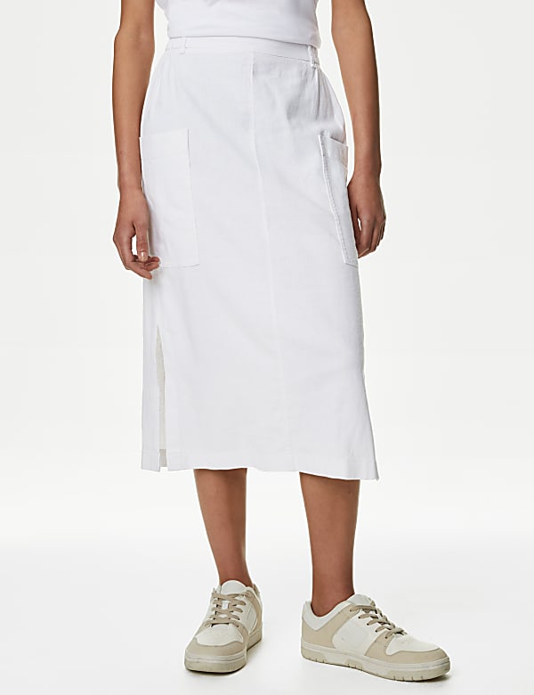 Jupe midi pratique en lin - LU