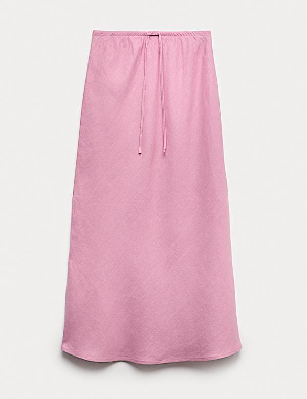 Pure Linen Bias Cut Maxi A-Line Skirt
