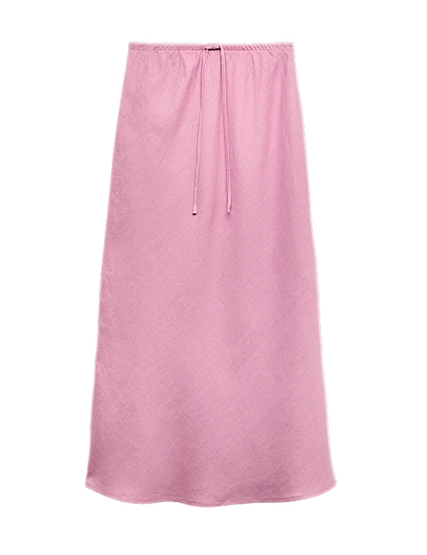 Pure Linen Bias Cut Maxi A-Line Skirt