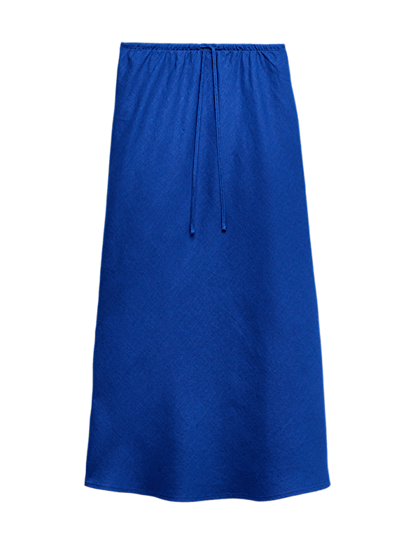Pure Linen Bias Cut Maxi A-Line Skirt