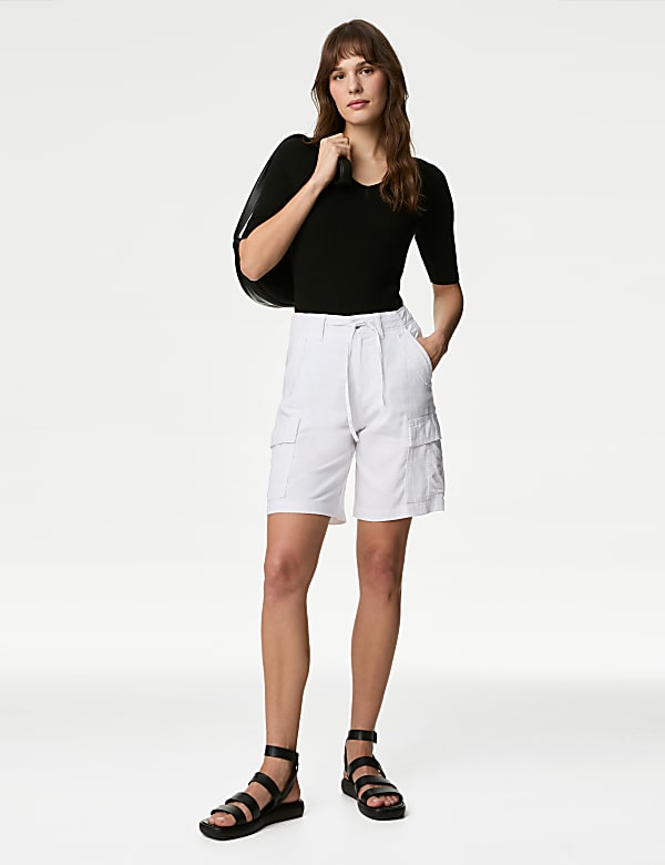 Linen Rich Cargo Utility Shorts - QA