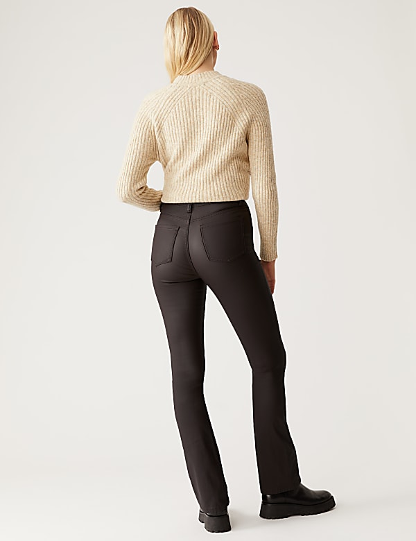 Coated High Waisted Slim Flare Jeans