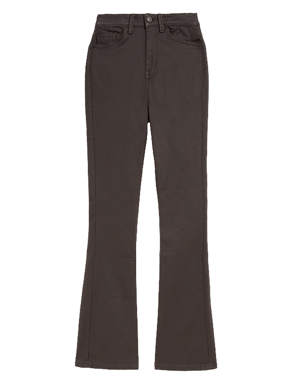 Coated High Waisted Slim Flare Jeans