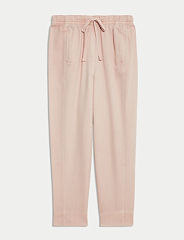 Drawstring Pull On Garment Dye Cropped Tapered Trousers - SE