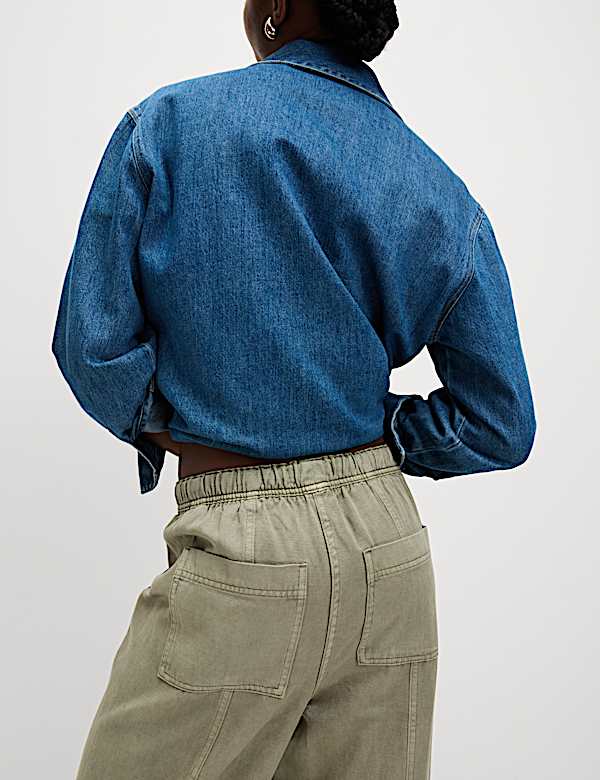 Drawstring Pull On Garment Dye Cropped Tapered Trousers - JO