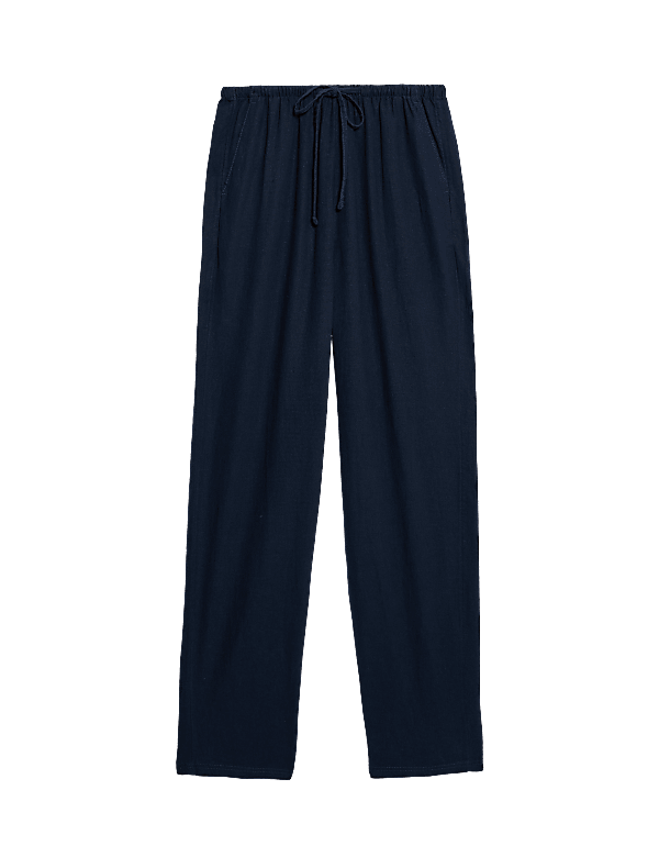 Linen-Rich Drawstring Tapered Trousers