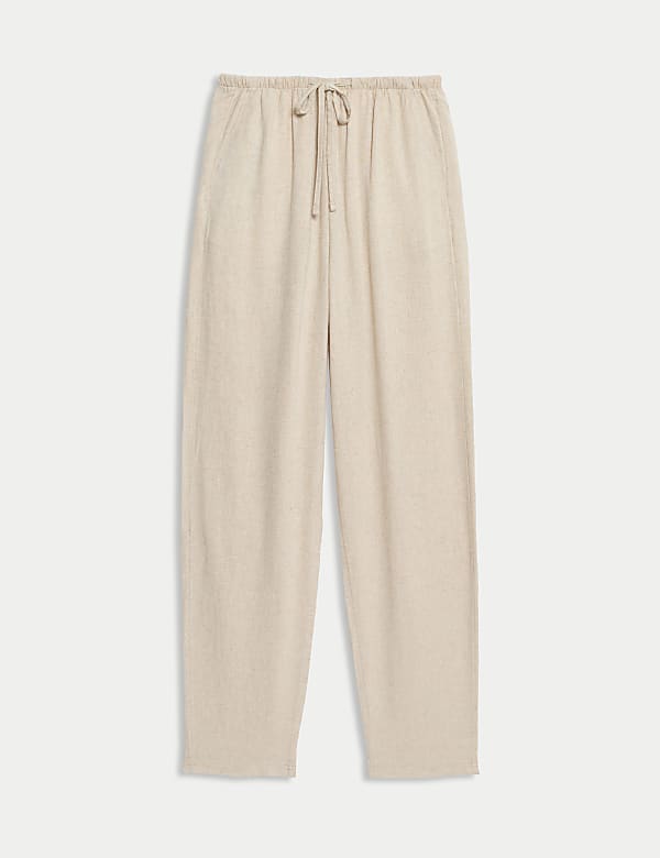 Pantalon fusel&eacute; en lin avec cordon - FR