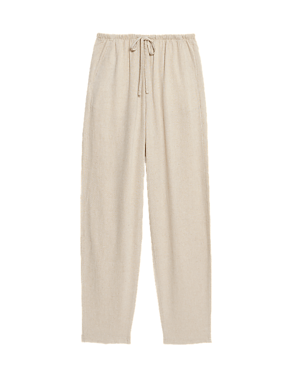 Linen-Rich Drawstring Tapered Trousers