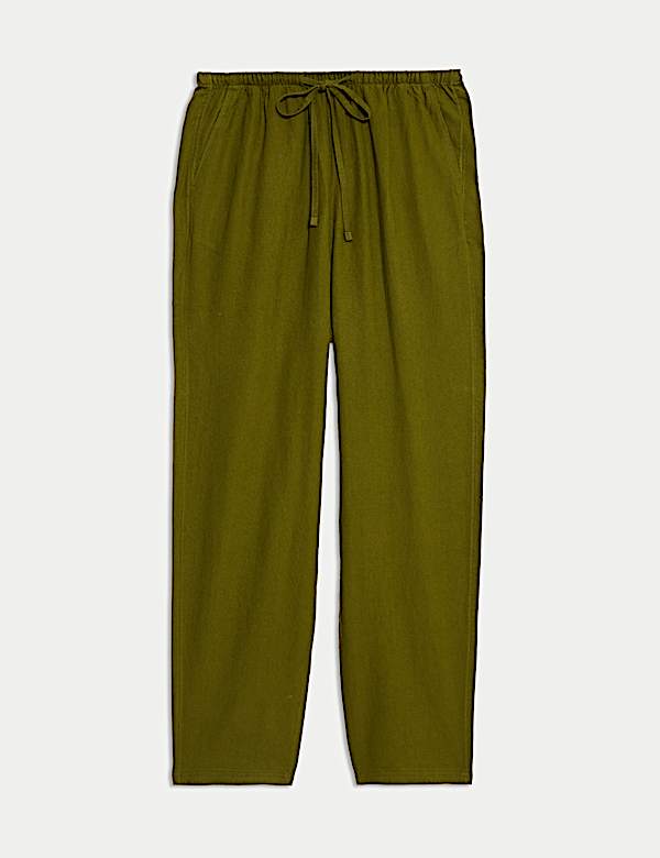 Linen-Rich Drawstring Tapered Trousers - FR