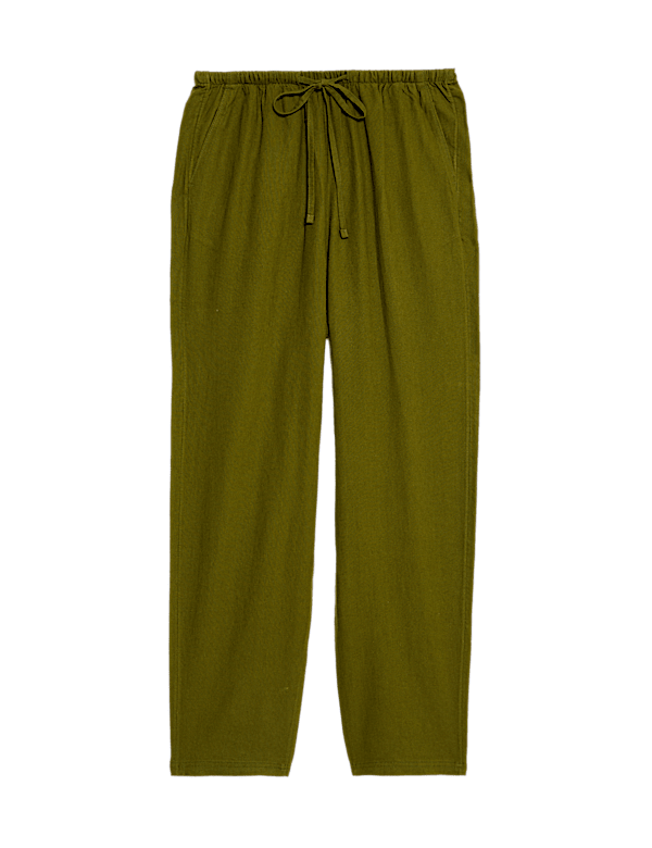 Linen-Rich Drawstring Tapered Trousers
