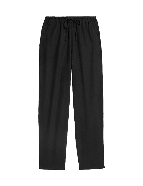 Linen-Rich Drawstring Tapered Trousers