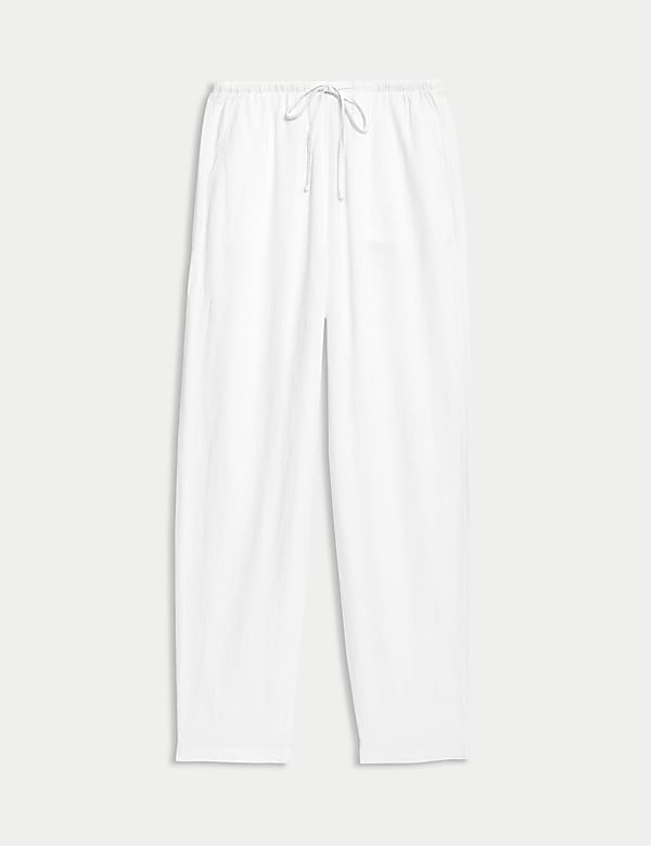 Linen-Rich Drawstring Tapered Trousers - FI