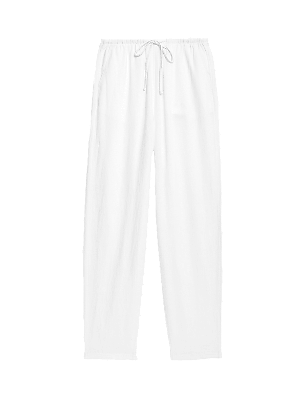 Linen-Rich Drawstring Tapered Trousers