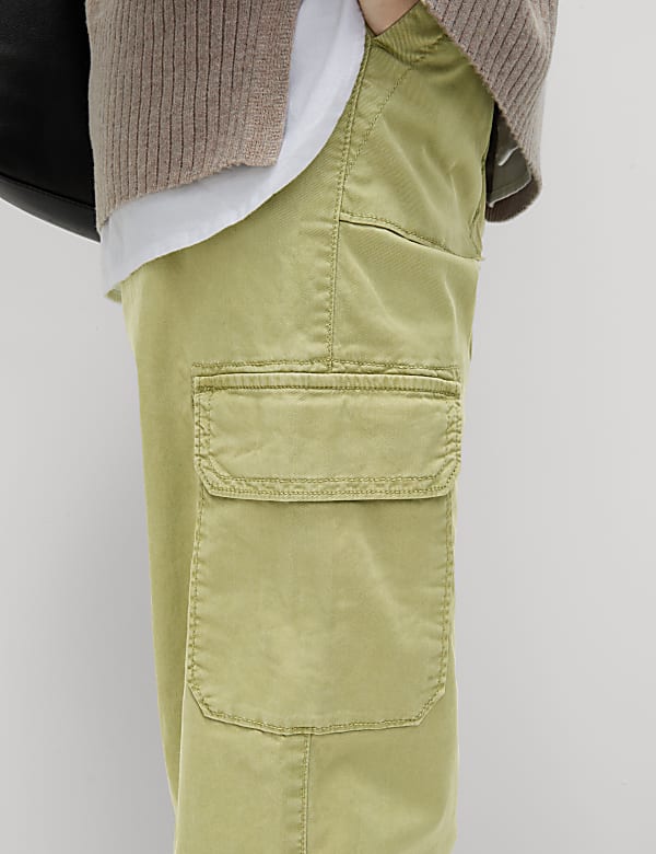 Lyocell Rich Cargo Straight Leg Trousers