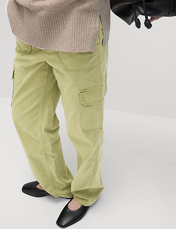 Lyocell Rich Cargo Straight Leg Trousers