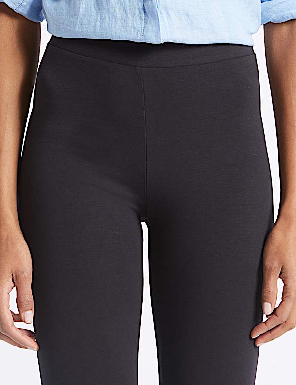 Cotton Rich Embroidered Hem Leggings