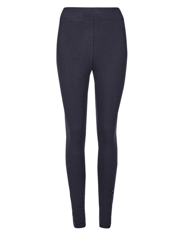 Cotton Rich Embroidered Hem Leggings