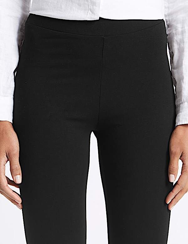 Cotton Rich Embroidered Hem Leggings