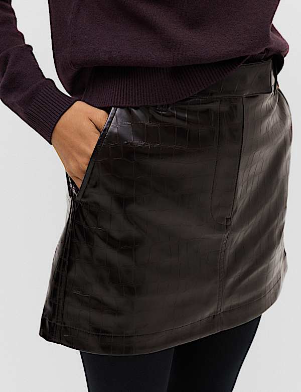 Faux Leather Croc Mini Skirt - RO
