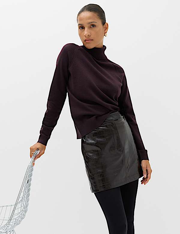 Faux Leather Croc Mini Skirt - RO