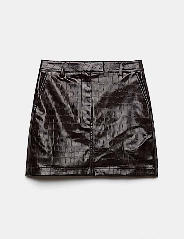 Faux Leather Croc Mini Skirt - RO