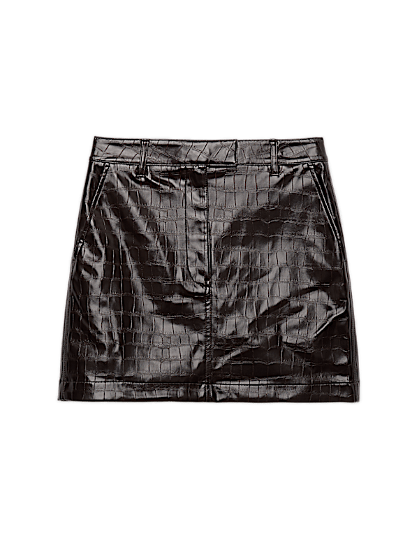 Faux Leather Croc Mini Skirt