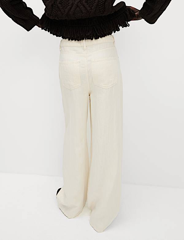 Denim-Hose aus Leinengemisch mit weitem Bein - DE