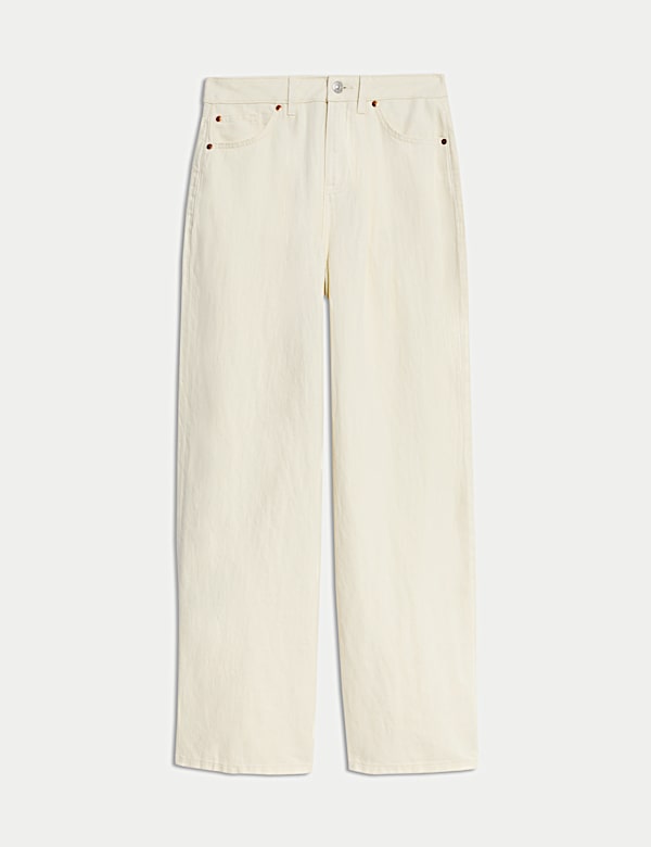 Denim-Hose aus Leinengemisch mit weitem Bein - DE