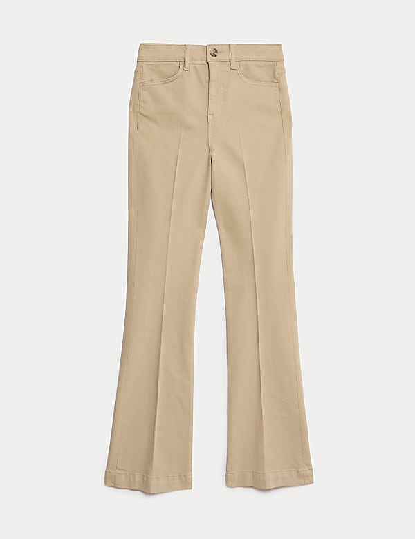 ג'ינס עם מותניים גבוהים, רגל צרה מתרחבת וקפל קדמי - IL