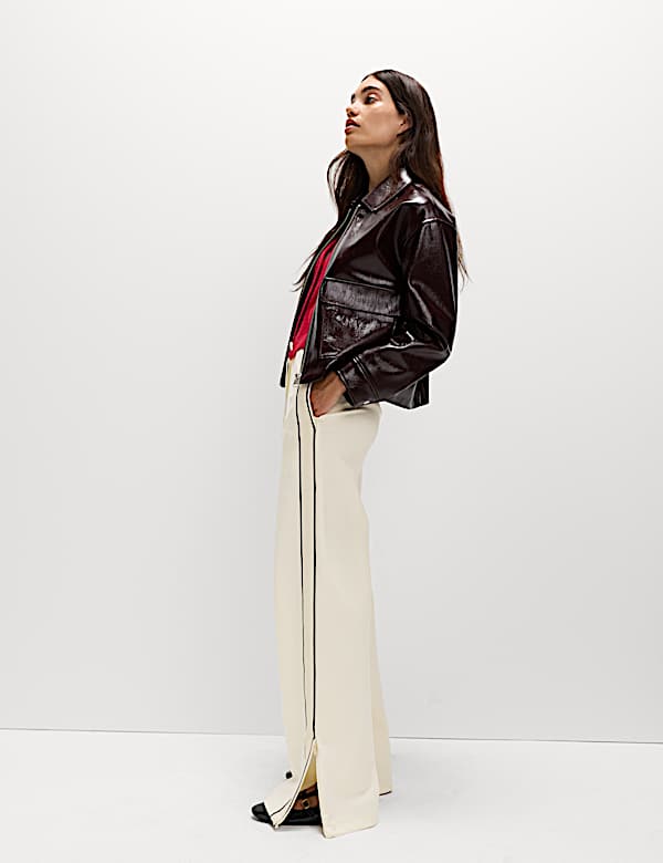 Jersey Side Stripe Wide Leg Trousers