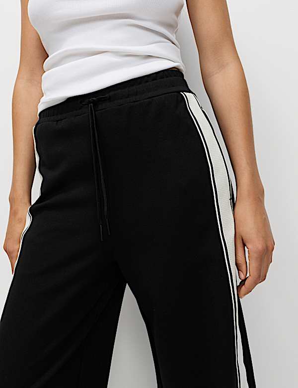 Jersey Side Stripe Wide Leg Trousers