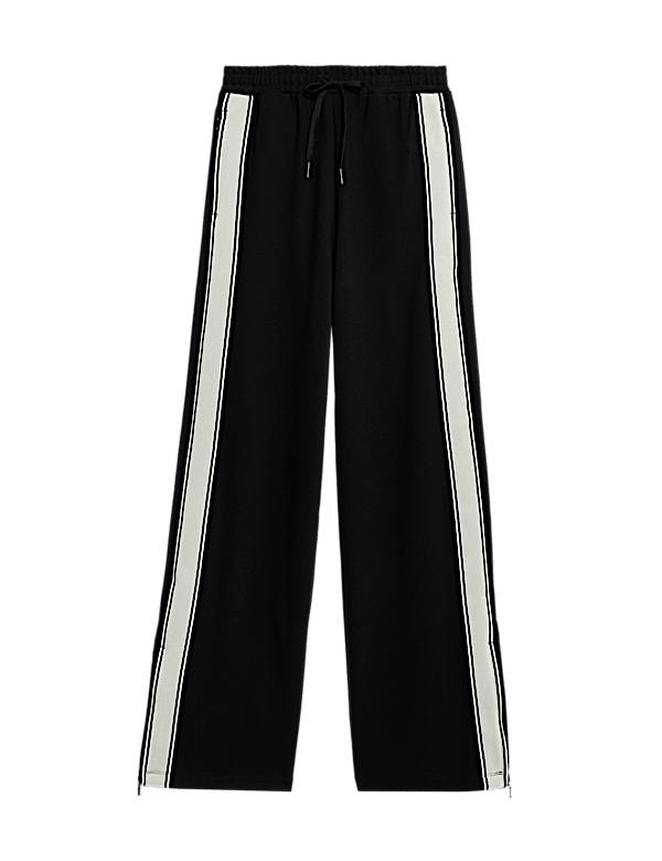 Jersey Side Stripe Wide Leg Trousers