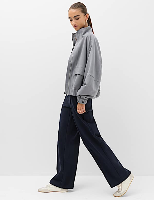 Cotton Rich Pintuck Wide Leg Trousers