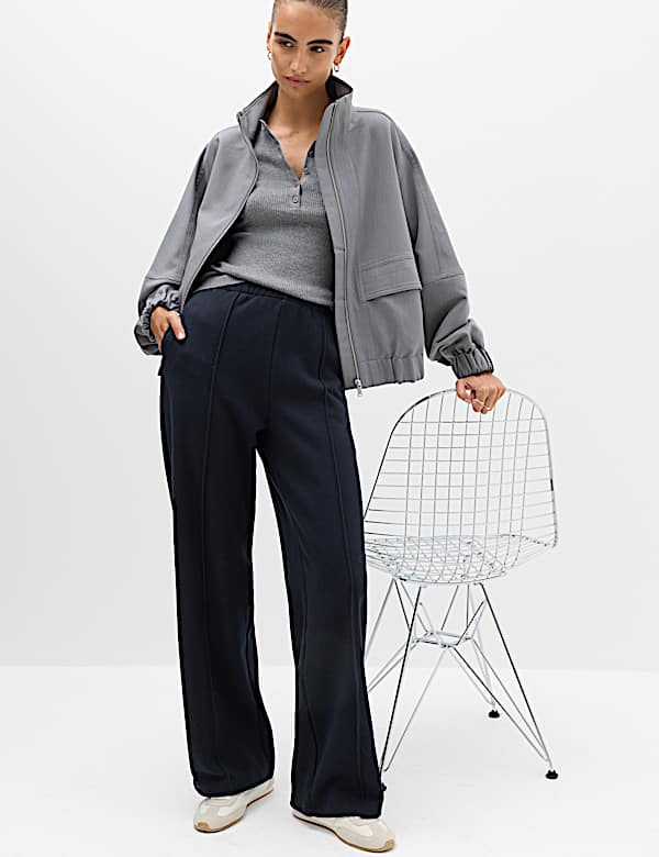 Cotton Rich Pintuck Wide Leg Trousers