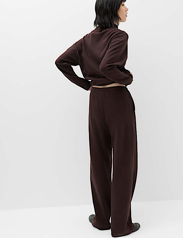 Cotton Rich Pintuck Wide Leg Trousers